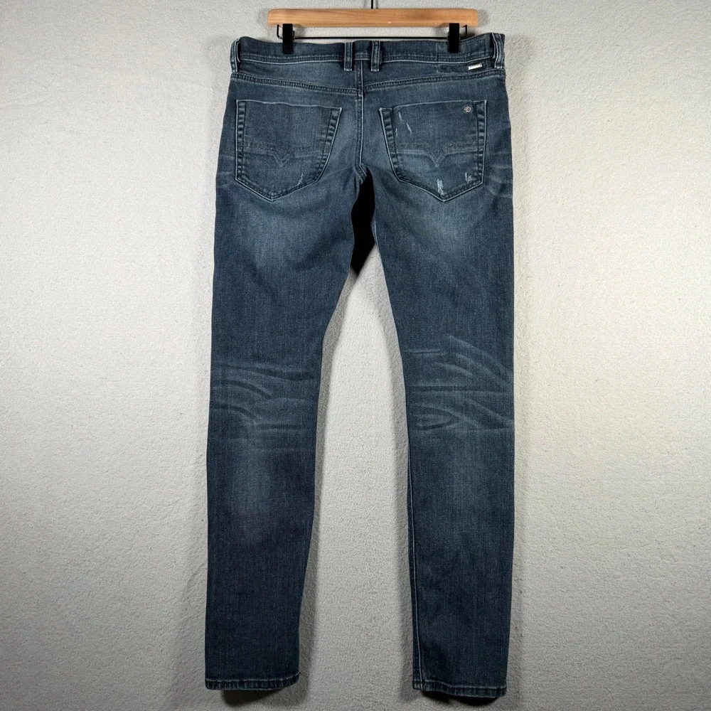 Diesel Tepphar Slim-Carrot Jeans 0842R Stretch Distressed Mens 33x32 Dark Blue